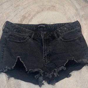 Black denim express shorts size 10